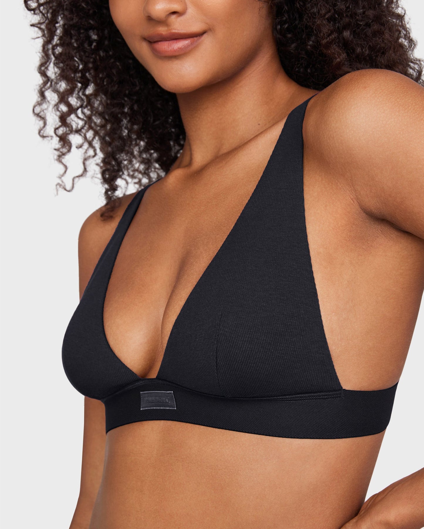 Cotton Rib Plunge Wireless Bralette