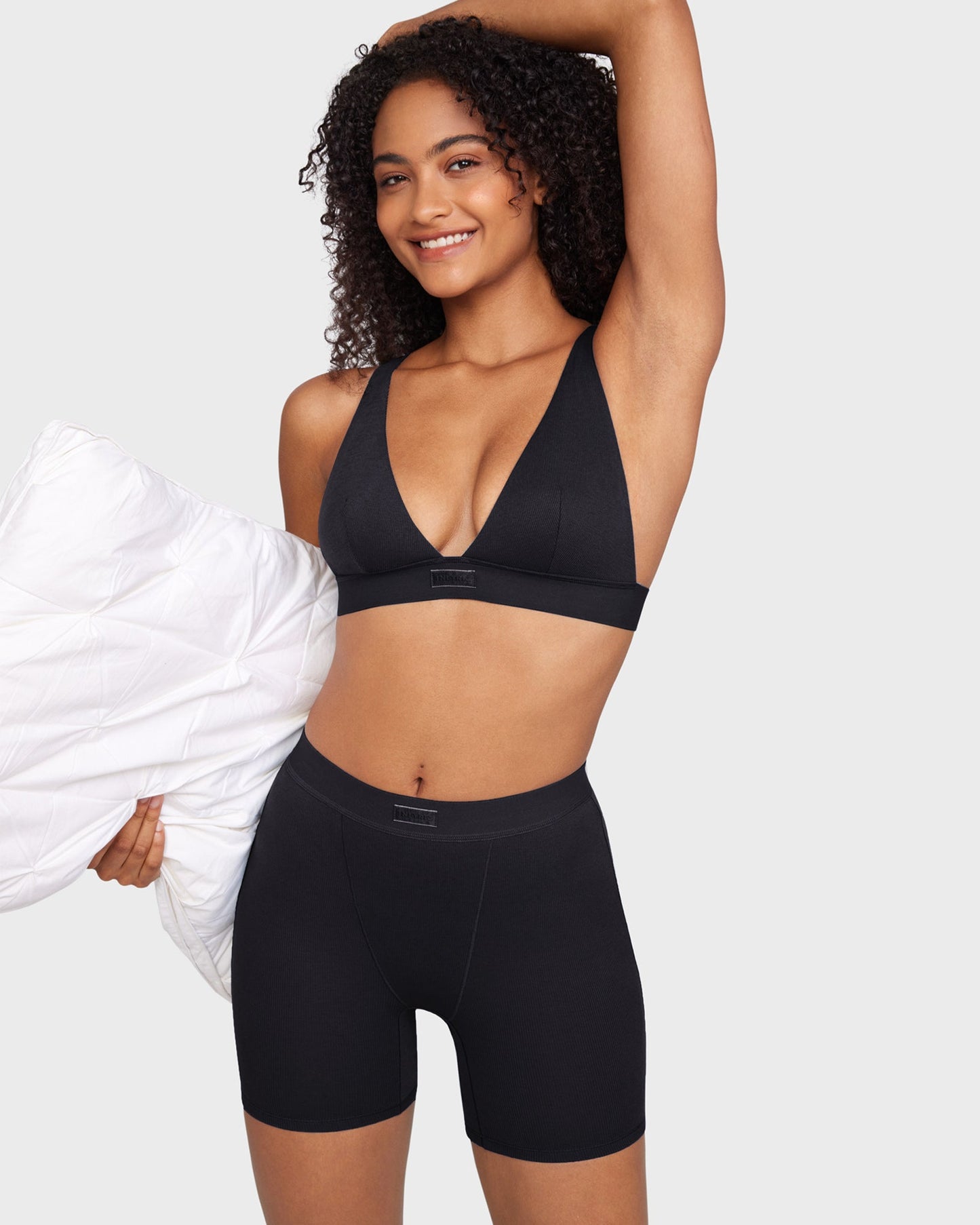 Cotton Rib Plunge Wireless Bralette