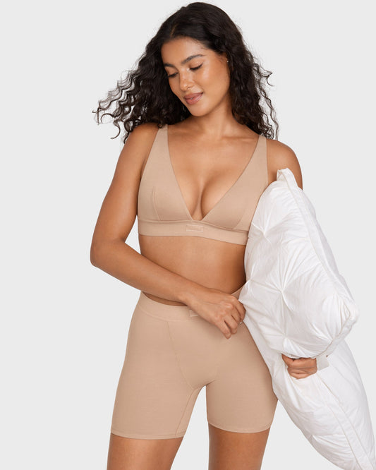 Cotton Rib Plunge Wireless Bralette