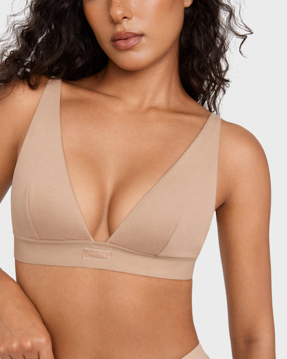 Cotton Rib Plunge Wireless Bralette