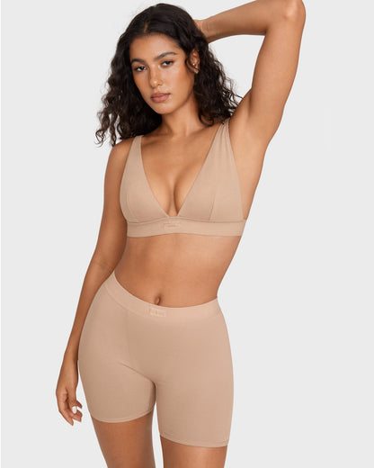 Cotton Rib Plunge Wireless Bralette