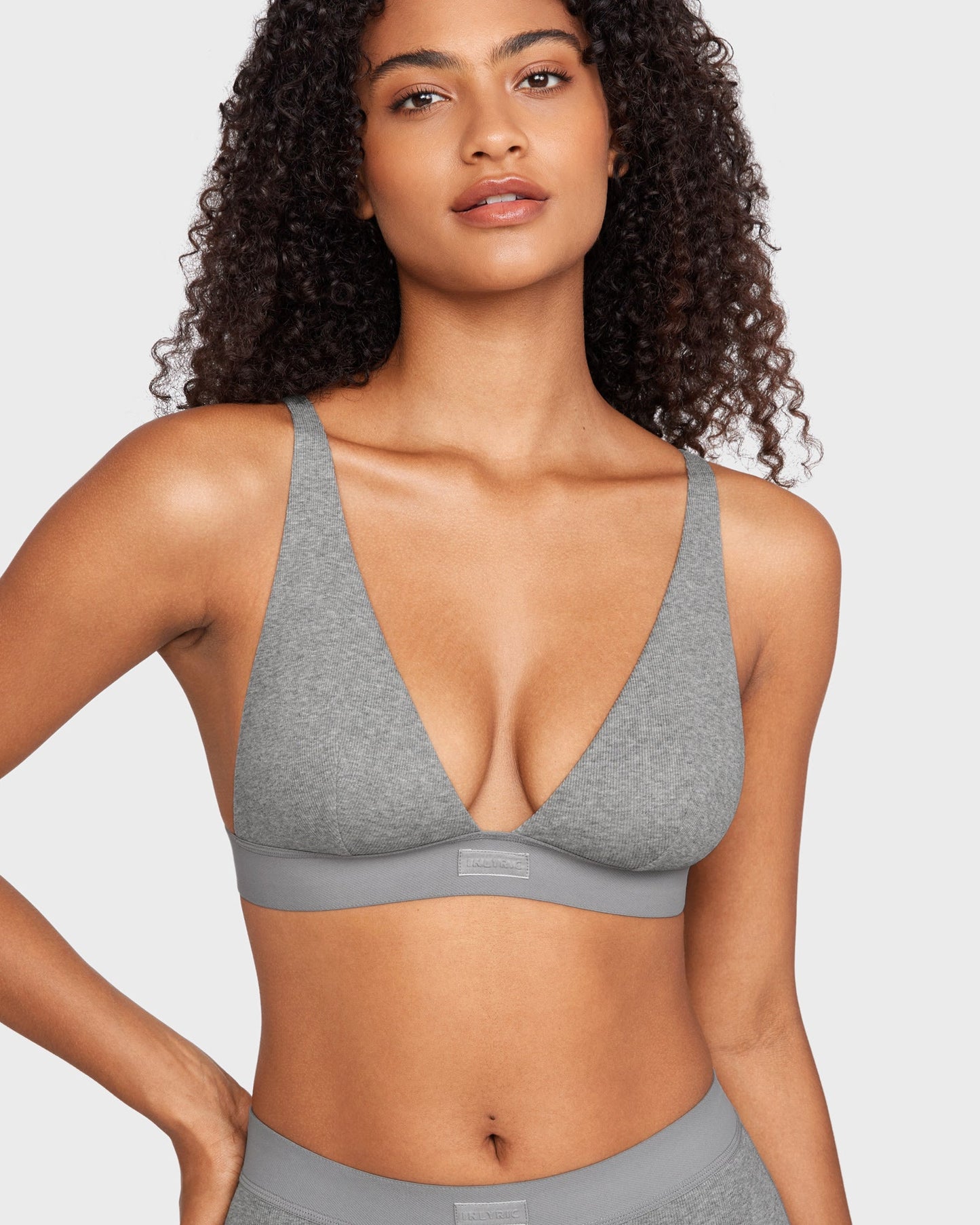 Cotton Rib Plunge Wireless Bralette