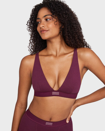 Cotton Rib Plunge Wireless Bralette