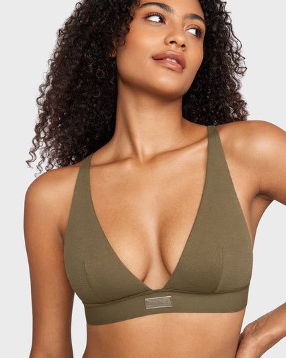 Cotton Rib Plunge Wireless Bralette