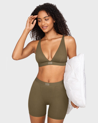 Cotton Rib Plunge Wireless Bralette