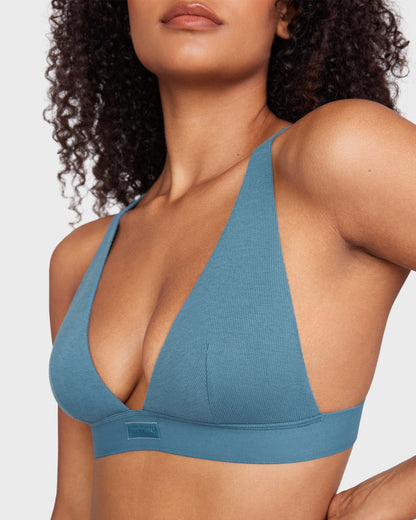 Cotton Rib Plunge Wireless Bralette