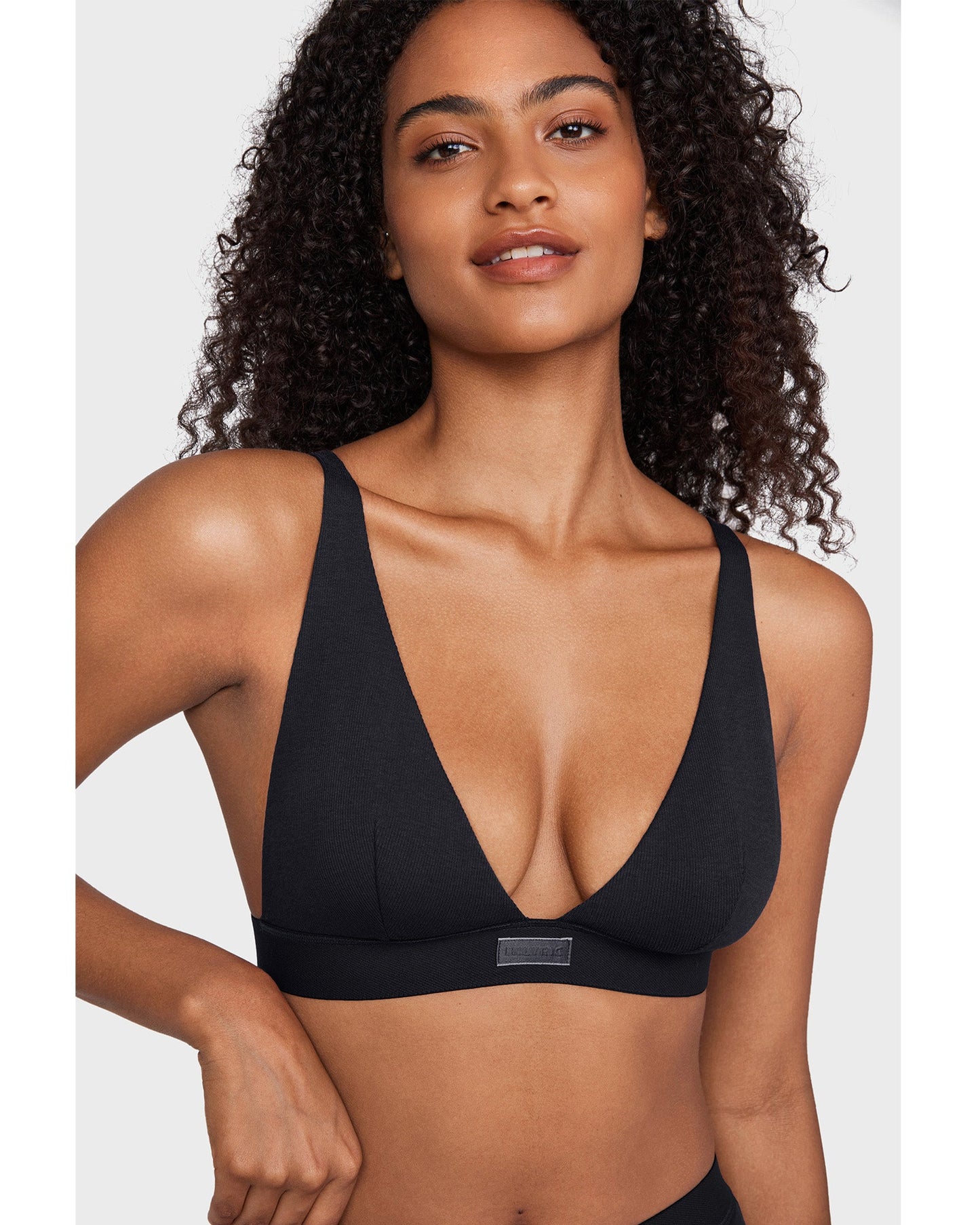 Cotton Rib Plunge Wireless Bralette