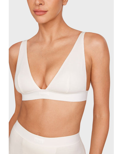 Cotton Rib Plunge Wireless Bralette