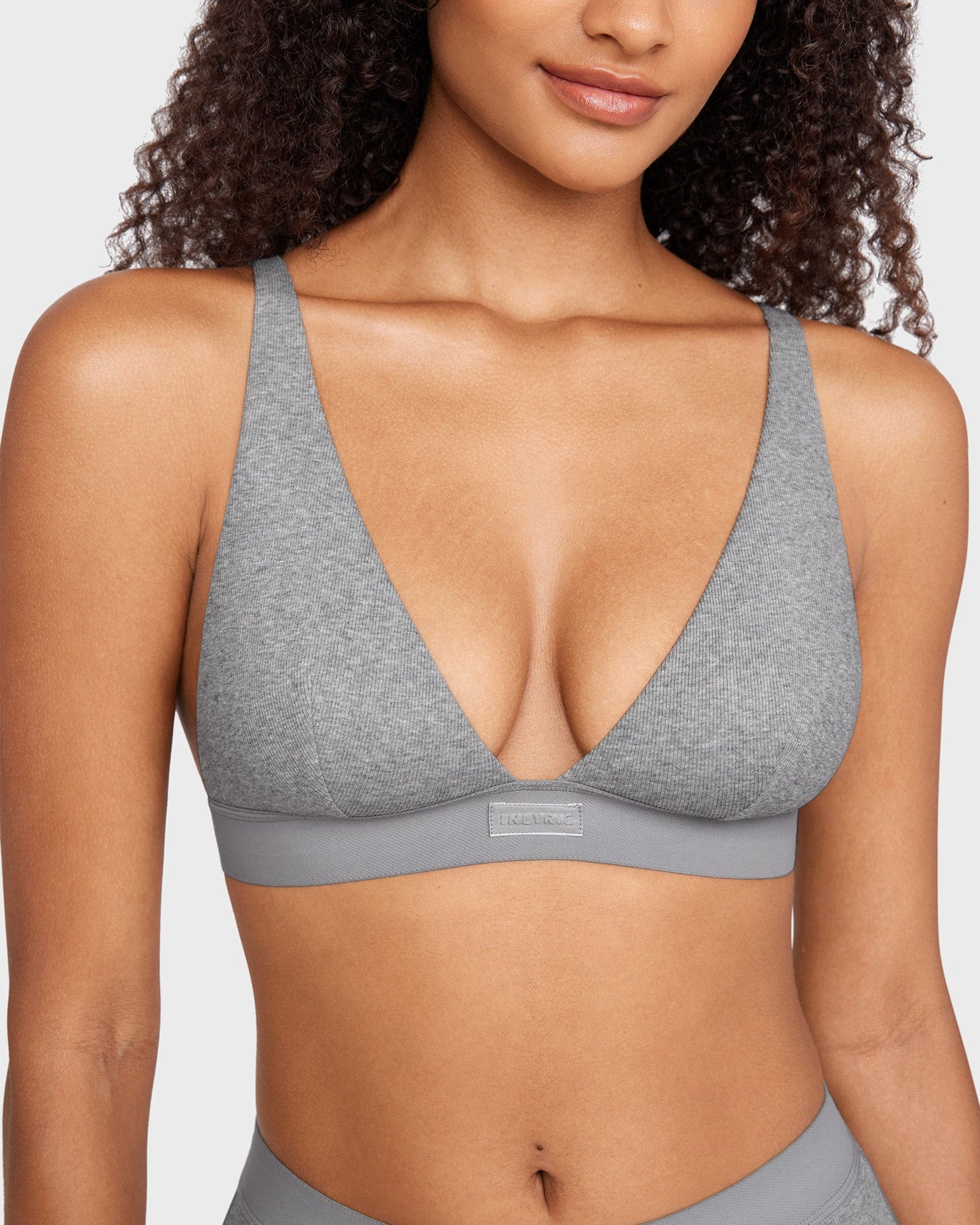 Cotton Rib Plunge Wireless Bralette