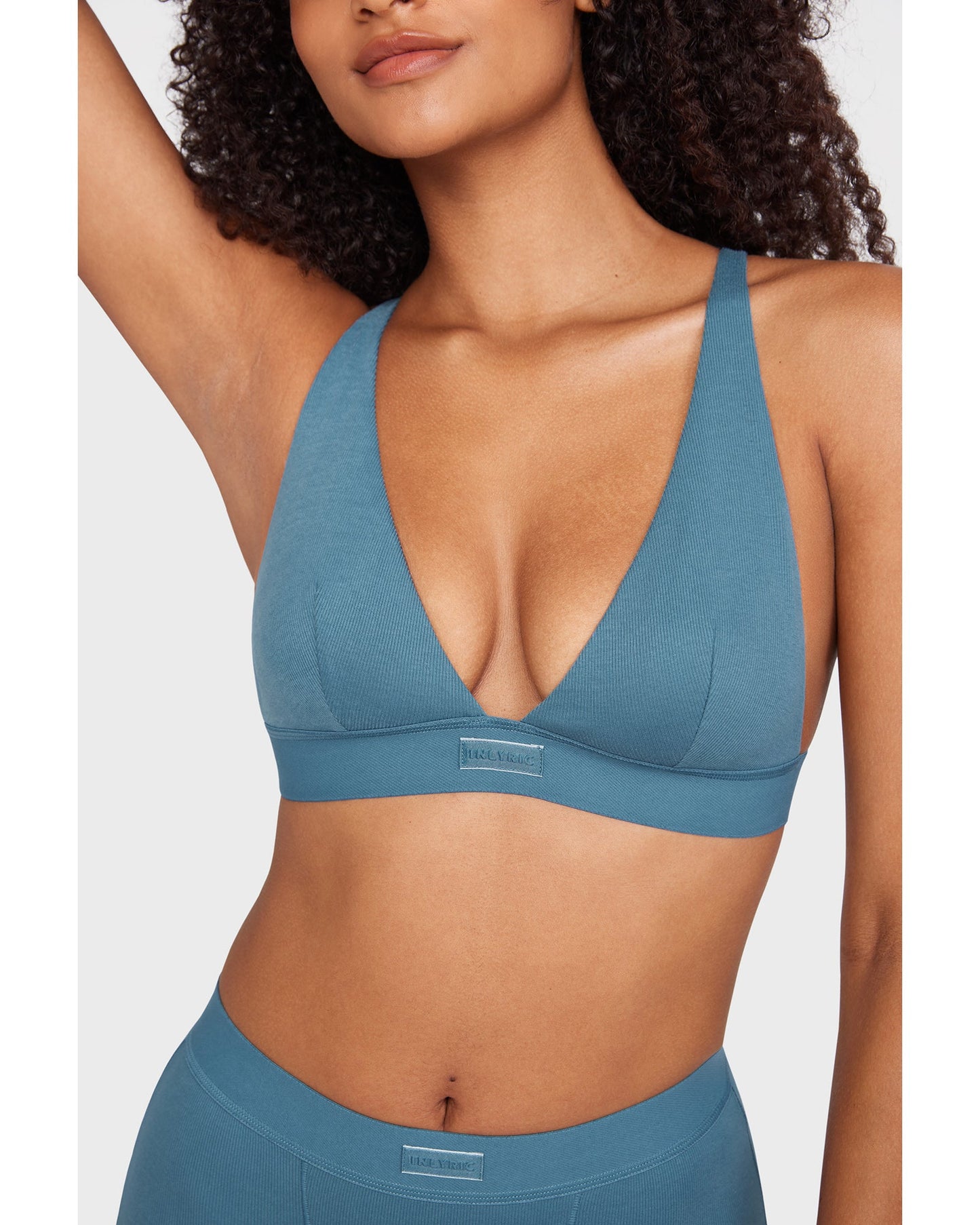 Cotton Rib Plunge Wireless Bralette