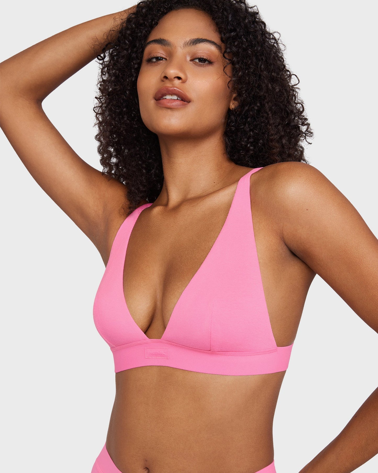 Cotton Rib Plunge Wireless Bralette