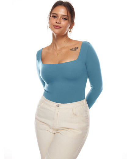 Bralys-K™ Sqaure Neck Long Sleeve Bodysuit