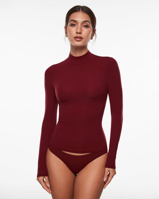 Bralys-K® Soft Mock Turtleneck Long Sleeve Top - Double Lined