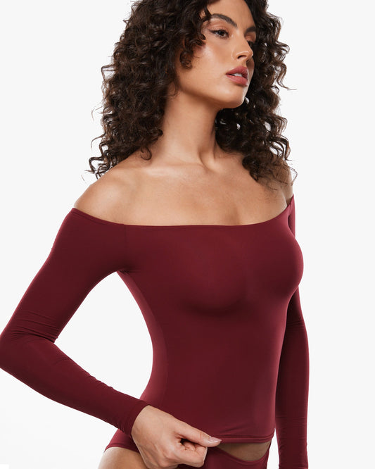 Bralys-K® Soft Off The Shoulder Long Sleeve Top - Double Lined